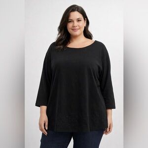 Talbots Women Black Embroidered
Blouse 2X 3/4 Sleeve Flowy Top Floral
Hem